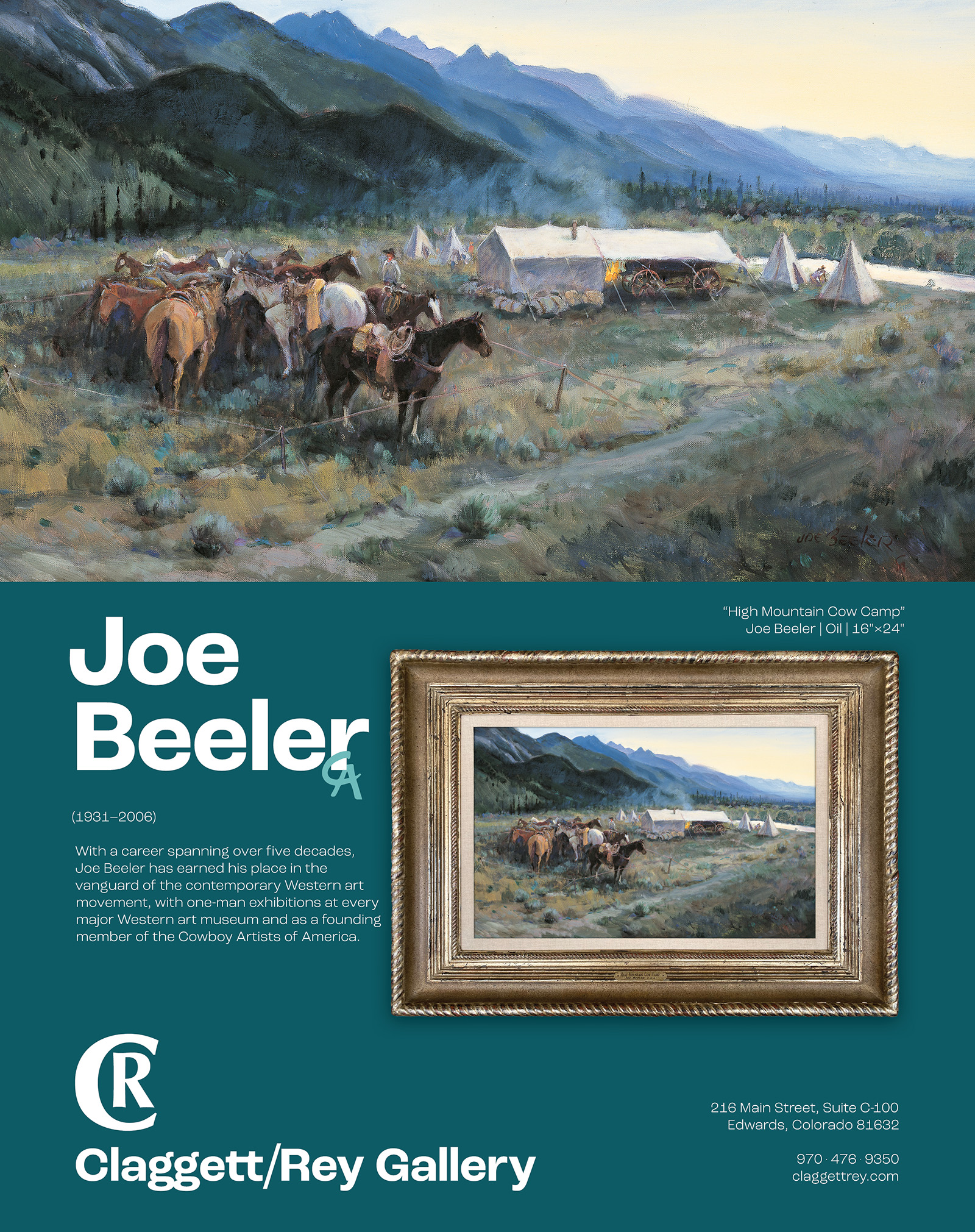 A special advertisment for a rare Joe Beeler piece that came into Claggett/Rey Gallery's stewardship through a client's estate