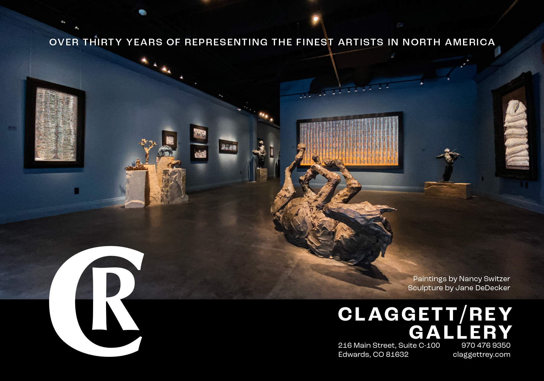 Print ad featuring photography of the exhibition.