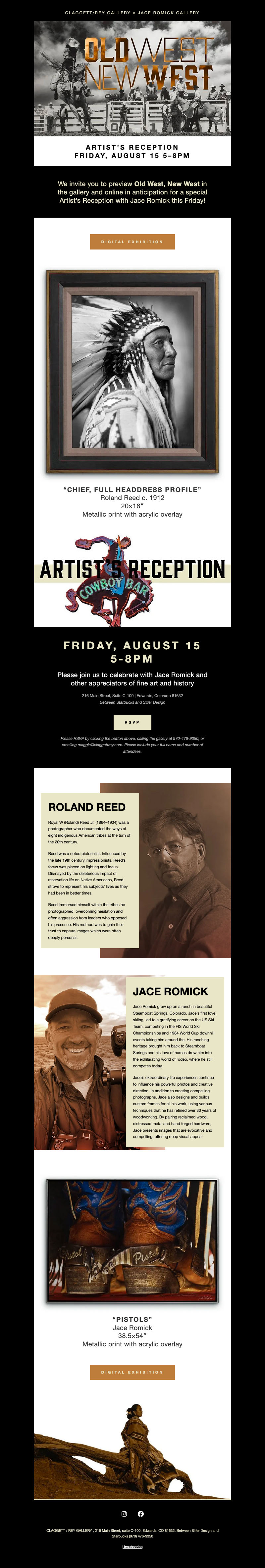 Promotional email for the exhibition